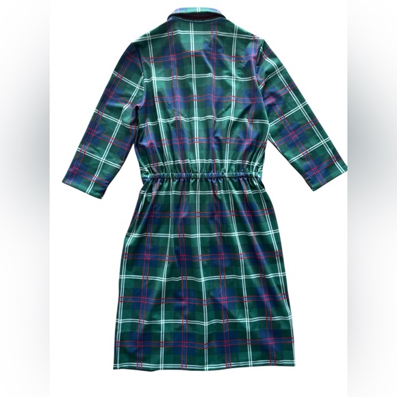 GRETCHEN SCOTT TWIST & SHOUT SCUBA DRESS NWT SIZE LARGE MIDDLETON PLAID GREEN - Picture 6 of 12